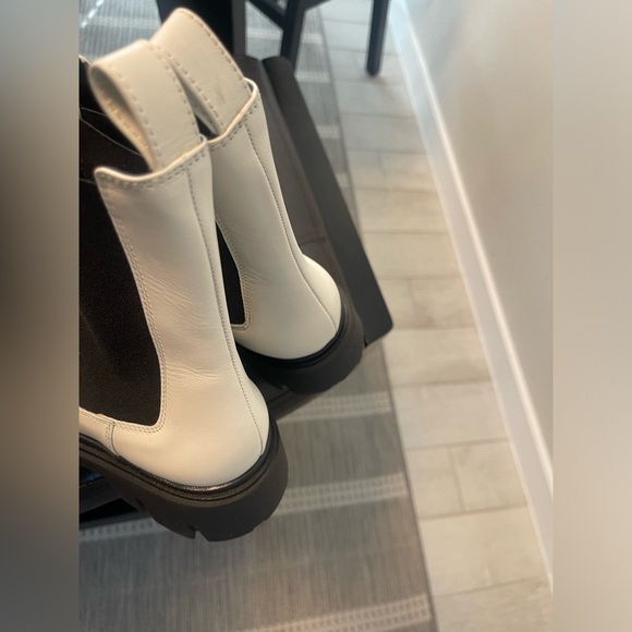 Barbara Bui leather square toes chunky soles pull on Chelsea boots 37.5 - Picture 3 of 8
